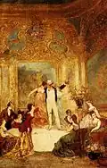 Toile représentant Une soirée chez la Païva, peinte par Adolphe Monticelli.