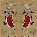 Tissu, Iran, milieu du XVIIe&nbsp;siècle, velours de soie broché de fils d'or (détail).