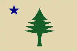 Version moderne du précédent drapeau, reprenant le pin du pavillon maritime.