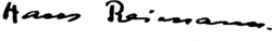 signature de Hans Reimann (écrivain)