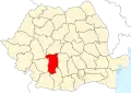 Map of Romania highlighting Vâlcea County
