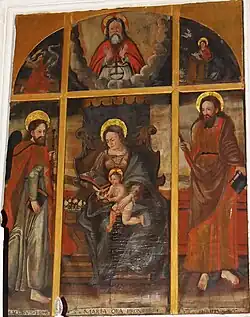 Triptyque de la Vierge à l'Enfant entourée des apôtres saint Jacques et saint Philippe (1576)