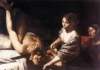 Valentin de Boulogne (1591-1632). Judith et Holophernes, vers 1626. Huile sur toile, 106&nbsp;×&nbsp;141&nbsp;cm. Museo delle Belle Arti, La Valette.
