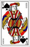 Valet de pique, jeu de bridge. Il s'appelle ici Ogier et pas Hogier.