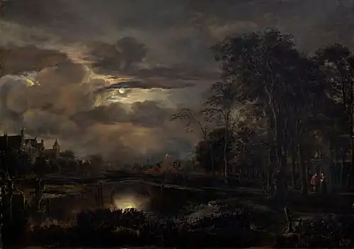Paysage au clair de lune avec pont (1648-1650)Washington.