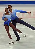 Avec Vanessa James lors du programme libre des championnats d'Europe 2009