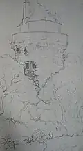 Dessin de Victor Hugo de la Tour du Connétable en 1834.
