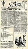 Exemplaire du journal "Le Fouet" de Vannes appelant à l'épuration (1er septembre 1945).