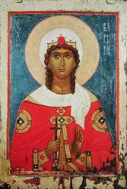 Varvara icône du XVe&nbsp;siècle Novgorod