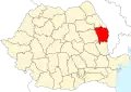 Map of Romania highlighting Vaslui County