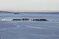 Vealøs et ses environs, vus du toit de la piscine.