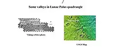 Écoulements à travers Vedra Valles, Maumee Valles et Maja Valles en direction de Chryse Planitia.