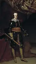 Velázquez, atelier: Philippe IV en armure avec un lion à ses pieds, Madrid, Musée du Prado.