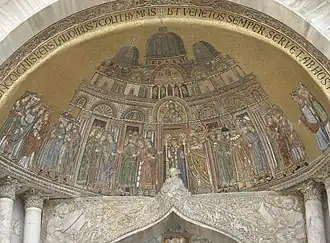 La receptio de saint Marc, XIIIe siècle, basilique Saint-Marc de Venise.