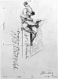 Dessin d'une femme tenant une flamme.