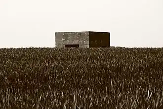 Blockhaus de la guerre 39-45 au milieu d'un champ