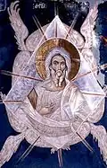 Le Christ, représenté selon la forme du "Dzveli dgheta", fresque de Géorgie du XIV e s.
