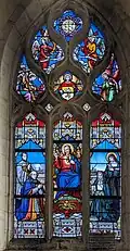 Vitrail du Sacré-Cœur dans l’église Sainte-Anne-et-Saint-Tudec de Landudec (1905), avec Victoire de Saint-Luc.