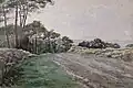 Victor Robic ː Le plateau de Sainte-Barbe, Le Faouët (aquarelle sur papier, 1913, Musée du Faouët).