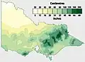 Précipitations moyennes annuelles:les pluies sont concentrées sur le Nord-Est des montagnes et les régions côtières.