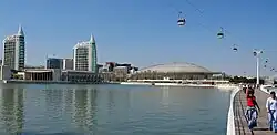 Vue panoramique du téléphérique Parque das Nações, vu de l'est.