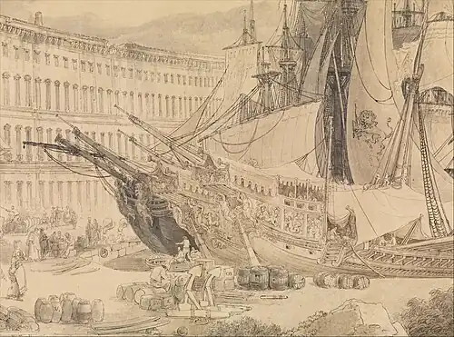 Vue du port de Messine (dessin).