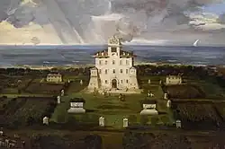 C'est dans cette villa Chigi-Sacchetti qu'ont été tournées les scènes de la partie de cartes et de la flagellation (peinture du XVIIe siècle).