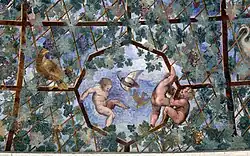 Puer mingens au plafond de la Villa Giulia (Rome).