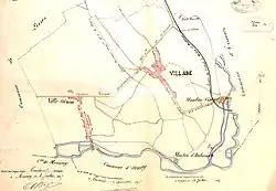 Plan d'une commune à la fin du XIXe siècle.