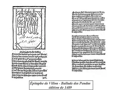 La Ballade des pendus ou Épitaphe de François Villon - fac-similé édition de 1489 par Pierre Levet