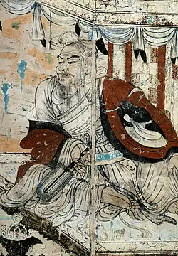 Vimalakirti débat avec le bodhisattva Manjushri, détail. Début TangGrotte N° 103.
