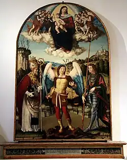 Madone à l’Enfant en Gloire avec saint Martin, l’Archange saint Michel, et saint Georges