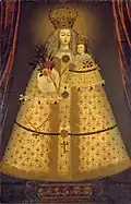 Vierge du rosaire et de Guadalupe, huile sur bois XVIIIe&nbsp;siècle.