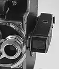 Viseur de la Paillard-Bolex H16 (1950-60) absence de correction de parallaxe pour sujet lointain.