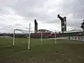Vue du stade depuis derrière les buts