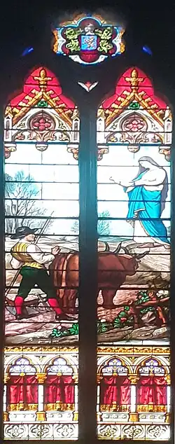 Vitrail du chœur (apparition de la Vierge).
