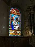 Vitrail gauche, présentation de Jésus au Temple
