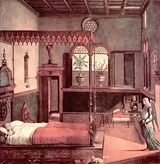 Le songe de sainte Ursule, entre 1495-1500, 274&nbsp;×&nbsp;267&nbsp;cm, huile sur toile, Gallerie dell'Accademia de Venise.