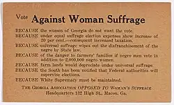 Reproduction sépia du tract contre le vote des femmes.