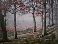 Vue de Rouen depuis le sentier des vallons (sous le Cimetière monumental, Nord).