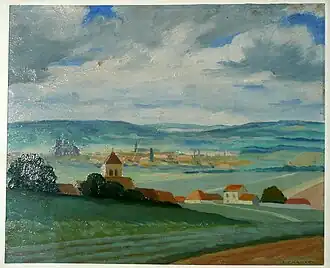 Vue de Cernay et Reims par la peintre Chauvet.