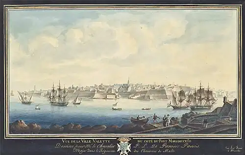 Vue de la Ville Valette du côté du Port Marsamuceto, localisation inconnue.