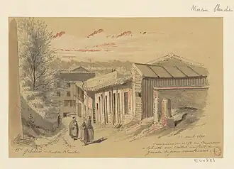Vue prise au n° 58 rue Damesme en 1894 (dessin de Jules-Adolphe Chauvet).