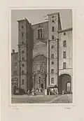 Façade de l'église de la Trinité avec l'observatoire visible en haut des tours (vers 1830).