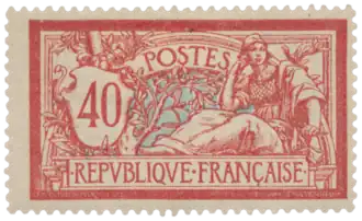 40 c. rouge et bleu