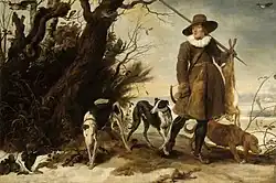 Scène de chasse hivernale