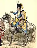 Hussard de Magdebourg en 1763 par Richard Knötel.