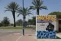 Herzl. Peinture murale de Murielle Street Art, moshav de Ge'a (en) (Israël).