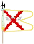 Étendard de la Légion Wallonie en 1944. Reflétant celui des Lansquenets allemand avec la croix de Bourgogne.