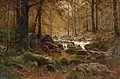Herbstlicher Wald mit Bachlauf , sans date